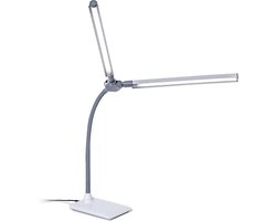Daylight DuoPro EN1550 Bureaulamp - LED Dimbaar - Tafellamp - Leeslamp - Flexibele arm - Twee lampen - Incl. voet - Wit