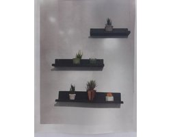 DB Lifestyle planchet SET van 3x 60cm en 50 cm en 40 cm zwart | aluminium industrieël | zwevend
