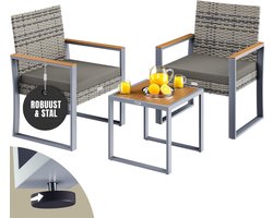 DD® Balkonset 2 Personen - Tuinset 2 Persoons - Tuinmeubelset - Weerbestendig - tot 160kg - 80x54x50cm - Acaciahout