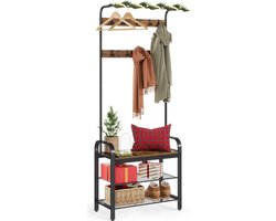 DD - Halmeubel met Kapstok - Halmeubel - Garderobekast met Kapstok - 4 Planken - 30cm x 72cm x 183cm