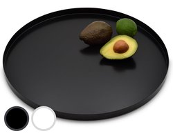 D&D Living® Decoratief Dienblad Rond Ø 40 cm | Design Decoratieve Schaal en Dienblad van Metaal (Mat Zwart)