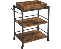 DD Roltafel - Wielen Roltafel - Keukentrolley - 40x72x86cm - Vintage Bruin