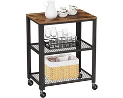 DD Roltafel - Wielen Roltafel - Keukentrolley - 60x77x40cm - Donkerbruin