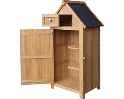 DD Tuinhuis Hout - Blokhut - Tuinhuisje - Gereedschapshuisje - 77x54x137cm - Bruin