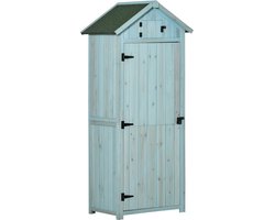DD Tuinhuis Hout - Blokhut - Tuinhuisje - Gereedschapshuisje - 77x54x179cm - Lichtblauw