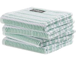DDDDD - 4x Vaatdoek - Gestreept - Pastel Groen - 30 x 30 cm - Set van 4 stuks