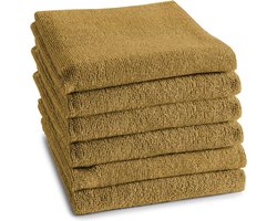 DDDDD - 6x Keukendoek - Logo - 50x55 cm - Okergeel - Set van 6 stuks