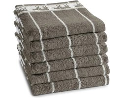 DDDDD - 6x Keukendoek - Set van 6 - Katoen - Gestreept - 50x55 cm - Taupe