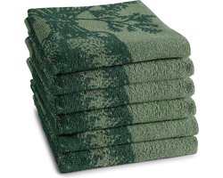 DDDDD - 6x Keukendoek - Set van 6 stuks - Katoen - Groentenprint - 50x55 cm - Badstof - Groen