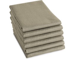 DDDDD - 6x Theedoek - Logo - 60x65 cm - Taupe - Set van 6 stuks