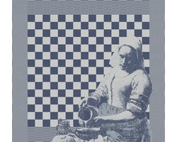 DDDDD - 6x Theedoek - Milk Maid - Het Melkmeisje - Johannes Vermeer - 60 x 65 xm - Blauw - Set van 6 stuks