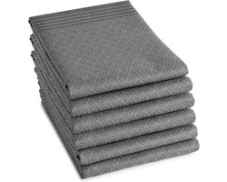 DDDDD - Akira - 6x Theedoeken - Set van 6 - 60x65cm - Grijs