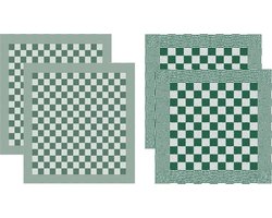 DDDDD - Barbeque - Theedoeken en Keukendoeken - Set van 4 stuks - Jacquard geweven - Geruit - Groen