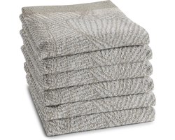 DDDDD Barrier Keukendoek - Set van 6 - Katoen - Plantenprint - 50x55 cm - Badstof - Beige