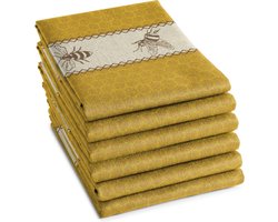 DDDDD - Bees - 6x Theedoeken - Set van 6 stuks - 60x65cm - Geel
