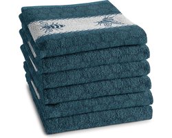 DDDDD Bees Keukendoek - Set van 6 - Katoen - Jacquard geweven - 50x55 cm - Petrol