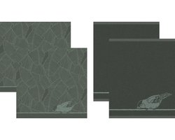 DDDDD - Birdy - 2 Theedoeken & 2 Keukendoeken - Groen