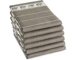 DDDDD Bon Theedoek - Set van 6 - Katoen - Gestreept - 60x65 cm - Taupe