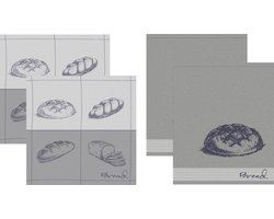 DDDDD - Bread - 2 Theedoeken & 2 Keukendoeken - Grijs