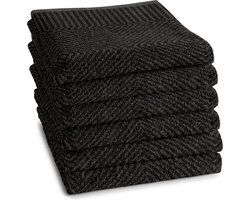 DDDDD - Cisis Keukendoek - Set van 6 - Katoen - Gestreept - 50x65 cm - Grijs