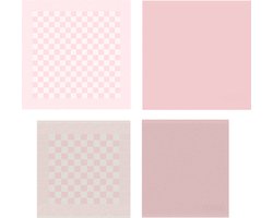 DDDDD - Combiset - 2x Theedoek & 2x Keukendoek - Barbeque / Logo - Pastel Roze