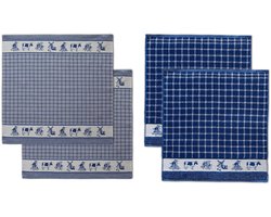 DDDDD Dutchie - 2x Theedoeken & 2x Keukendoeken - Blue