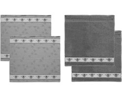 DDDDD - Honey - 2x Theedoek & 2x Keukendoek - Grijs