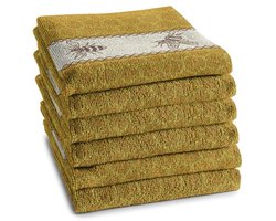 DDDDD Keukendoek Bees Geel - Set van 6 - 100% Katoen - 50x55 cm - Jacquard Geweven & Hoge Absorptie
