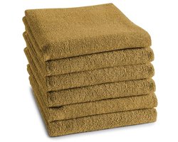 DDDDD Keukendoek Logo Oker - Set van 6 - 100% Katoen - 50x55 cm - Zachte Badstof & Hoge Absorptie