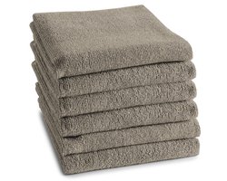 DDDDD Keukendoek Logo Taupe - Set van 6 - 100% Katoen - 50x55 cm - Zachte Badstof & Hoge Absorptie