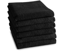DDDDD Keukendoek Logo Zwart - Set van 6 - 100% Katoen - 50x55 cm - Zachte Badstof & Hoge Absorptie