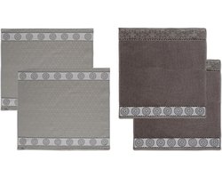DDDDD - Lace- Thee- en Keukendoekset - Grijs - 2 x 2 Stuks
