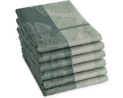DDDDD - Monstera - 6x Theedoek - Set van 6 stuks - Katoen - Plantenprint - 60x65 cm - Groen