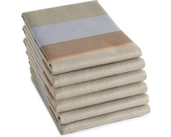 DDDDD - Rico - 6x Theedoek - Set van 6 stuks - Katoen - Gestreept - 60x65 cm - Badstof - Zand