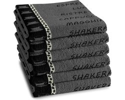 DDDDD Ristretto Keukendoek - Set van 6 - Katoen - Koffieprint - 50x55 cm - Antraciet