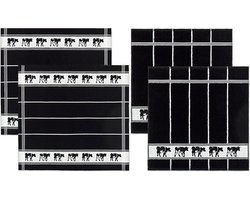DDDDD Theedoeken en Keukendoeken Set - Set van 4 - Katoen - Koeienprint - 60x 65 cm/50x55 cm - Zwart-Wit