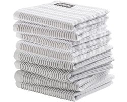 DDDDD - Theedoeken en Keukendoeken - Set van 8 stuks - Katoen - Ophanglusje - 30x30 cm - Lichtgrijs