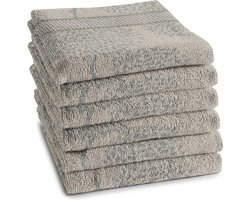 DDDDD Trees Keukendoek - Set van 6 - Katoen - Bomenprint - 50x55 cm - Badstof - Taupe