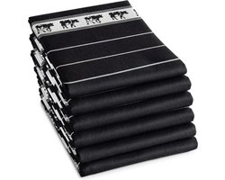 DDDDD Zwart Bont Theedoek - Set van 6 - Katoen - Print van Koe - 60x65 cm - Zwart-wit