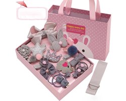 De 2 Lalas - haaraccesoires voor kinderen - haaraccesoires in bewaardoos - 18 delig haaraccesoires set - kinderelastiekjes - klemmetjes voor kinderen - cadeau sinterklaas - kerstcadeau