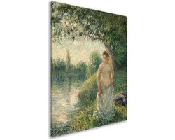 De bader - Camille Pissarro schilderij - Naakt schilderijen - Schilderij op canvas Vrouw - Schilderijen op canvas industrieel - Canvas schilderijen woonkamer - Kunst canvas 60x90 cm