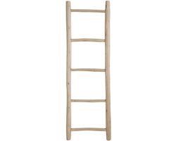 De Boer | Teak Ladder | Natuurlijk teakhout | 40x150cm | ladderrek | handdoekenrek vrijstaand | houten ladder | handdoek ladder | decoratieve ladder | houten ladder badkamer | Wood Selections
