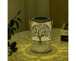 De Boom des Levens Solar Lantaarn Buiten Waterdicht, Hangende Solar Lamp, Weerbestendig, Gesneden Metalen Tuindecoratie, Eettafeldecoratie