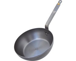 de Buyer Mineral B Hapjespan 24 cm – Plaatstaal – PFAS-vrij – Inclusief Hoge Rand – Geschikt voor Inductie – Made in France