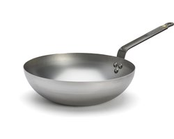 de Buyer Mineral B Wokpan 28 cm – Brede Bodem – Plaatstaal – PFAS-vrij – Geschikt voor Inductie – Made in France