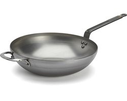 de Buyer Wok - Brede bodem - Mineral B - Ø 32CM - inductiegeschikt - Plaatstaal - PFAS-vrij