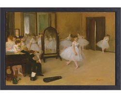 De danszaal - Edgar Degas portret - Ballerina wanddecoratie - Canvas schilderijen Dans - Woonkamer decoratie industrieel - Canvas met baklijst keuken - Decoratie kamer canvas met baklijst 150x100 cm