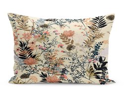 De Groen Home FLORA - Velvet Bedrukt Kussenhoesjes 40x60 - Beige Crème - Fluweel kussensloop - Aan beide zijdig bedrukt2