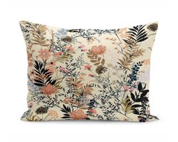 De Groen Home FLORA - Velvet Kussenhoes 30x50 - Beige Crème - Fluweel Sierkussenhoes