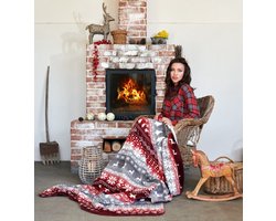 De Groen Home Kerst Deken & Plaid - 200x220 cm - Katoen - Aan beide zijden verschillende patronen